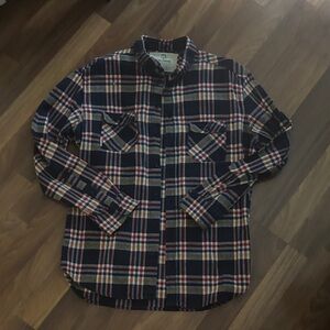 Classic Navy and Red Plaid Men's Shirt